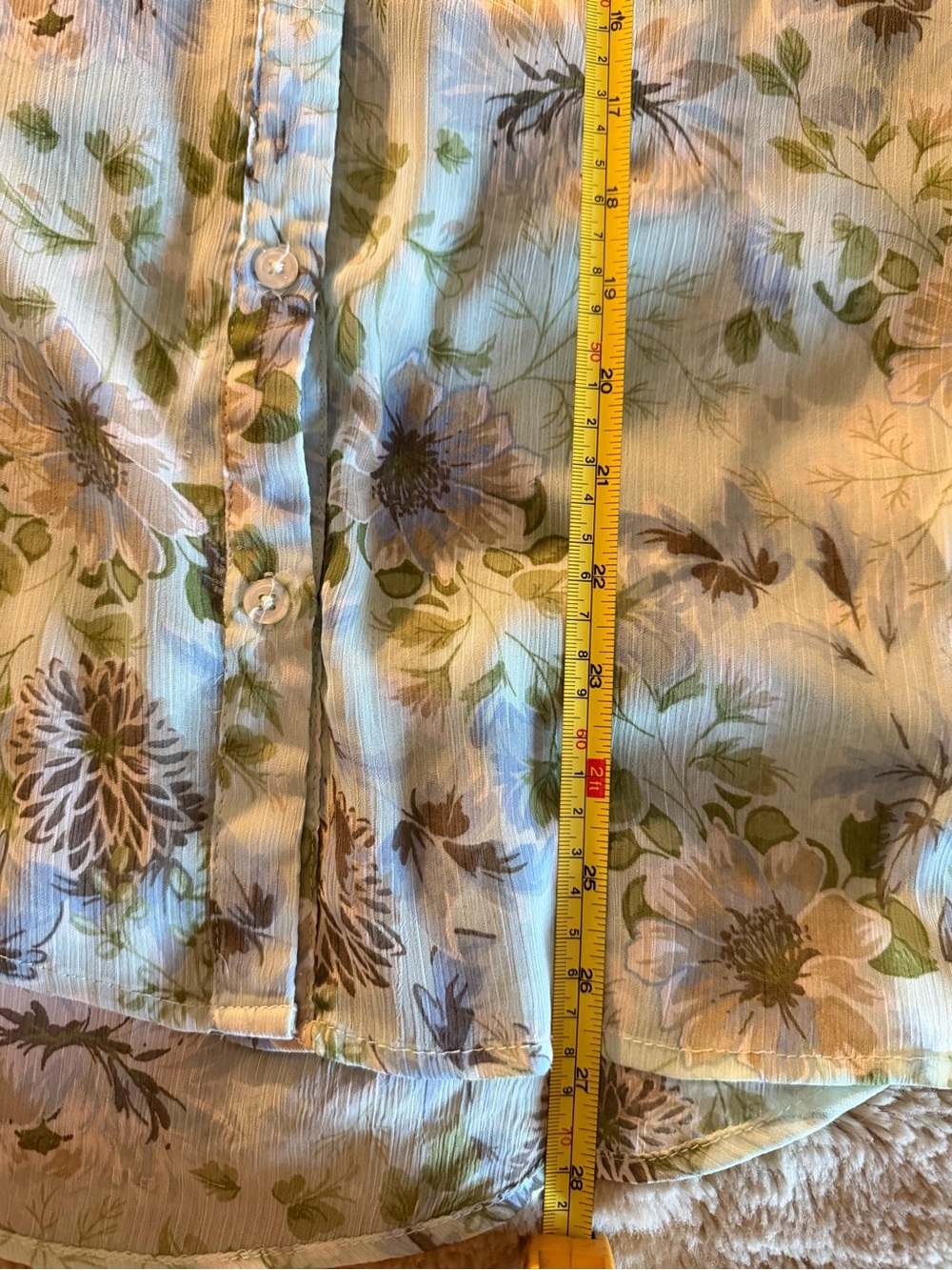 KUT From The Kloth Floral Chiffon Blouse Sheer Mint Blue Size L - Picture 9 of 10